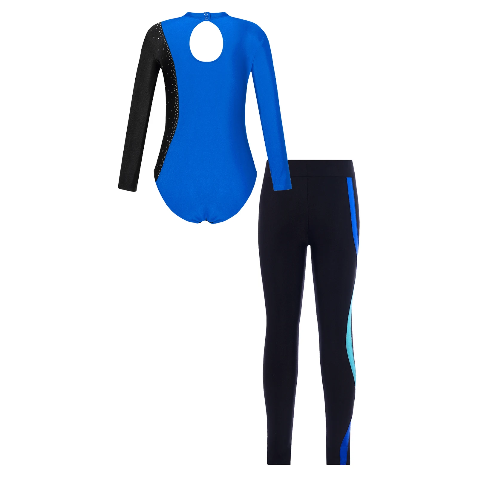 Kinder Mädchen Pailletten Gymnastik Trikot und Leggings Set Ballett Tanz kleidung Leistung Langarm Tanz Bodysuit Overall