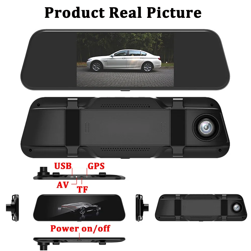 1080P HD 10'' Dash Camera Car Video Recorder Auto 24H Dash Cam Loop Recording Car DVR Rear Camera Dual Lens Drive Video Recorder