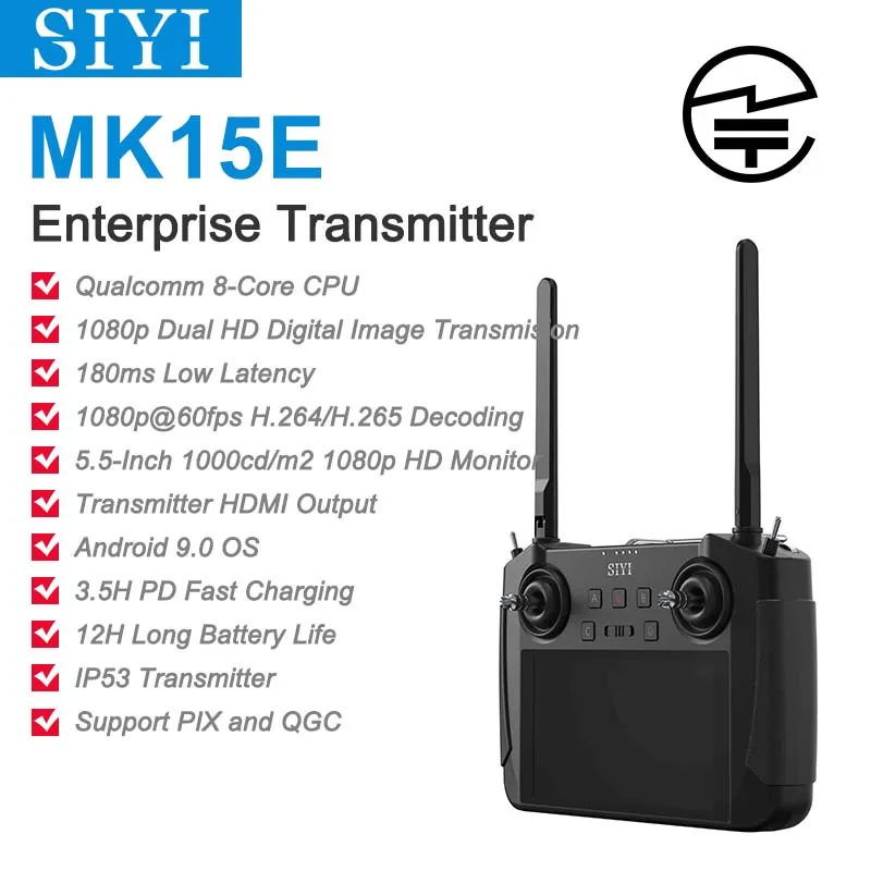 SIYI MK15E Mini HD Handheld Radio System Transmitter Remote Control 5.5-Inch Monitor 1080p 60fps 180ms FPV Japan MIC Certified