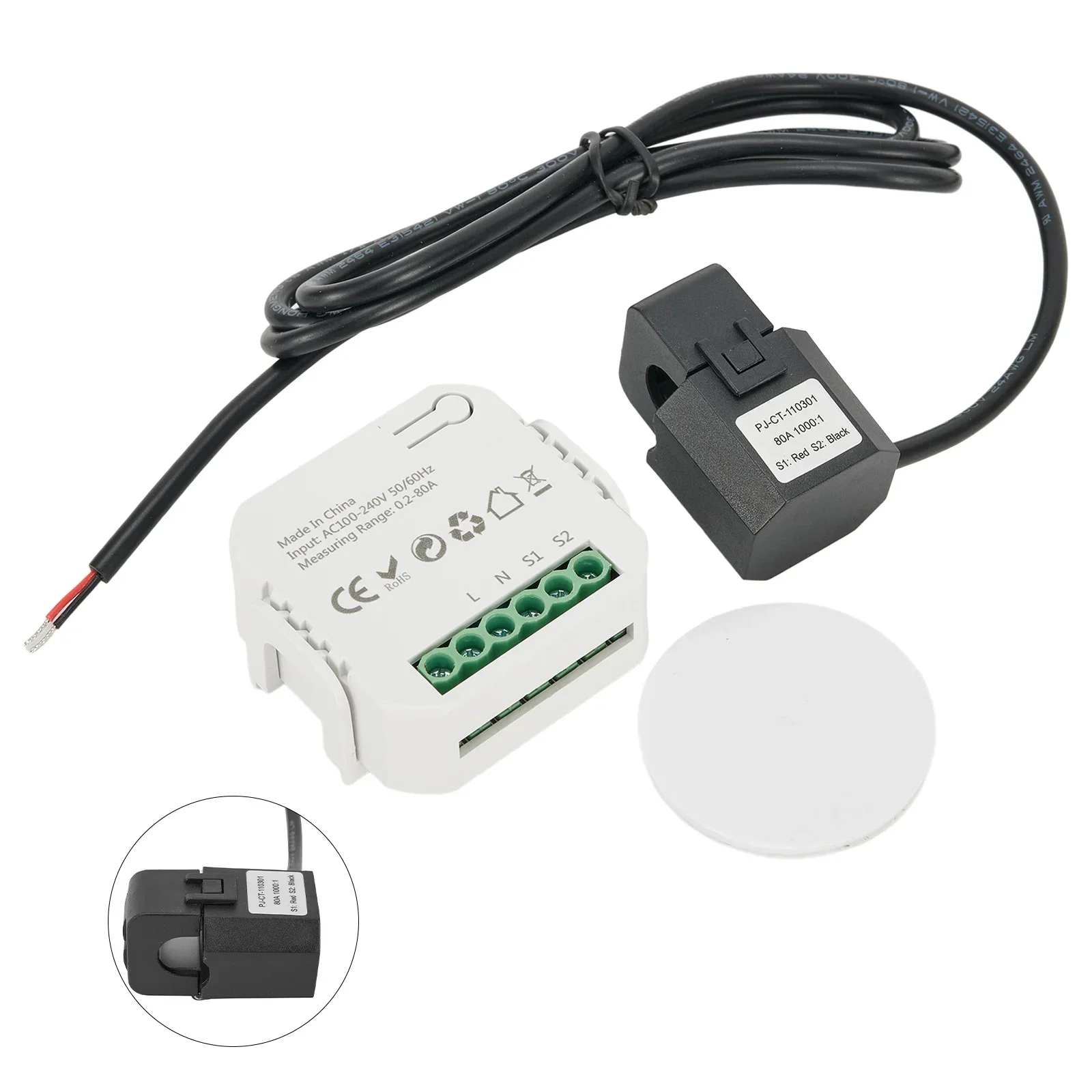 WiFi Digital Energy Meter 80A With Current Transformer Sensor Clamp App Monitor Power DIY 100-240V AC 50/60Hz