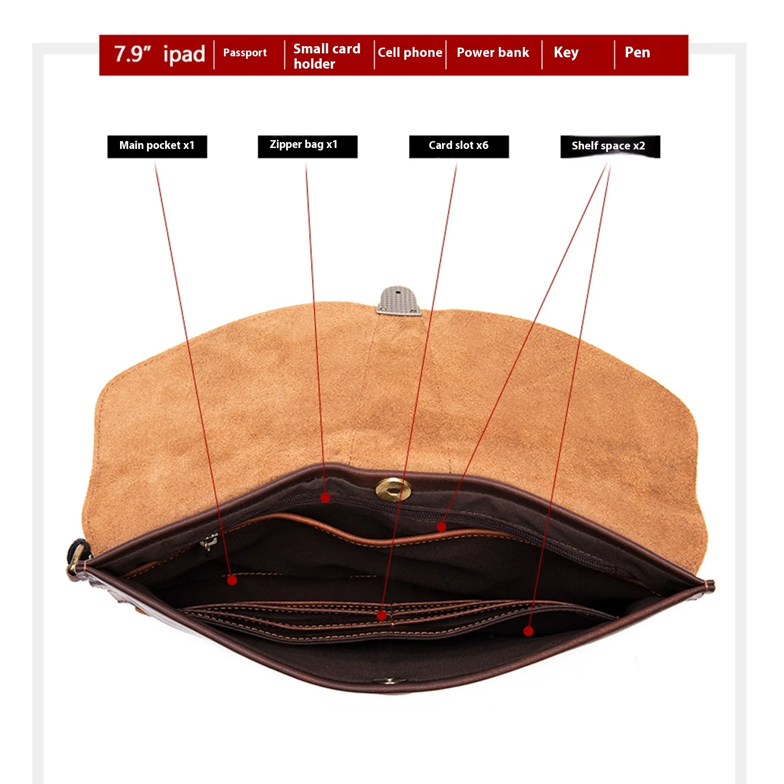 New Arrival Men's Leather Clutch Wrist Bag Vintage Cowhide Hand Grab Bag