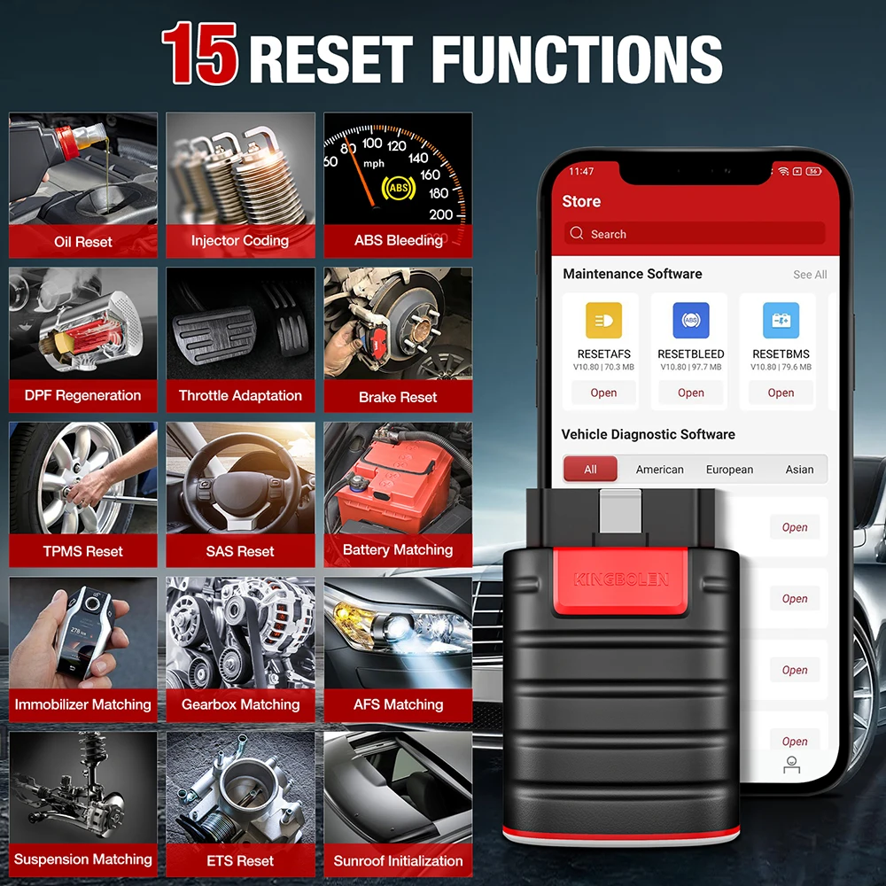 Original KINGBOLEN Ediag new version 2023 OBD2 Scanner with All Software 1 Year Free 15 kind of Resets Function ECU Coding