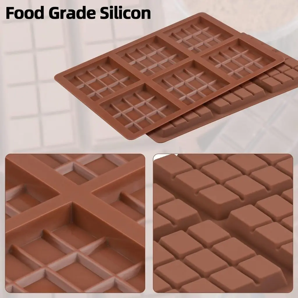 Schokoladenformen - Antihaft-Schokoladenformen, Lebensmittelechte Silikon-Schokoladenriegel-Form zum Backen, für Süßigkeiten und Schokoladensnacks – Detail 5
