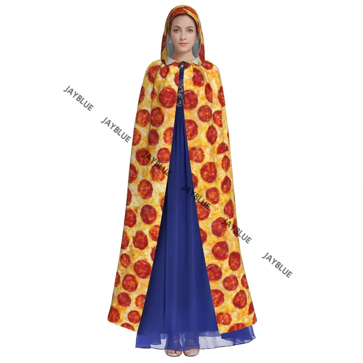 Pepper Pizza Hooded Cloak Polyester Unisex Witch Cape Costume Accessory