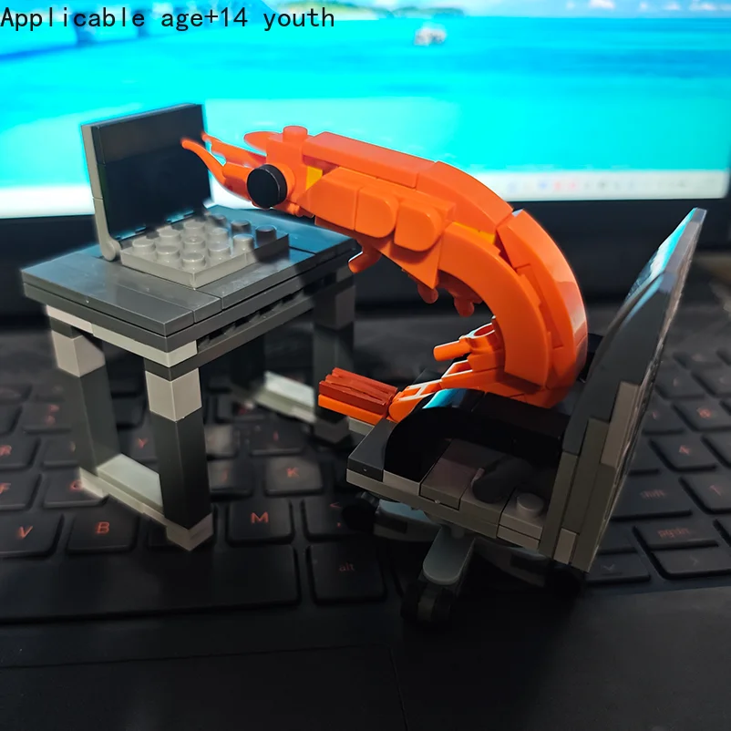 MOC Building block shrimp model figurines, puzzle assembly, boys and girls randomly mixing, Internet celebrity creative parodies