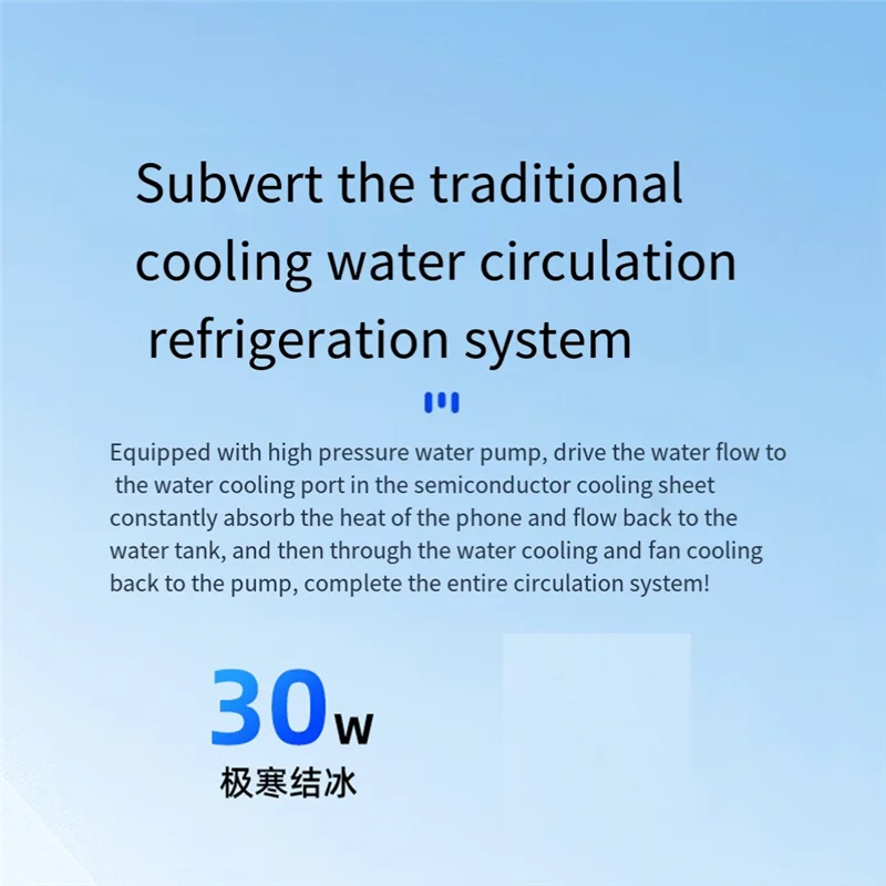SQPP-FS08 Dual-System AI Temperature Control 30W Magnetic Phone Cooler With Semiconductor Refrigeration And Liquid Cooling