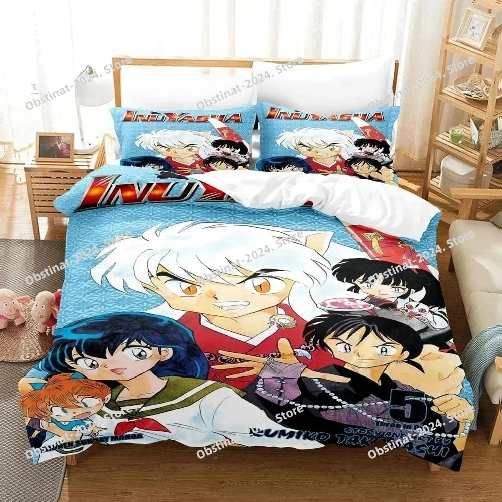 

New Fashion Inuyasha Bedding Set Single Twin Full Queen King Size Bed Set Adult Kid Bedroom 3D Anime bed sheets and pillowcases