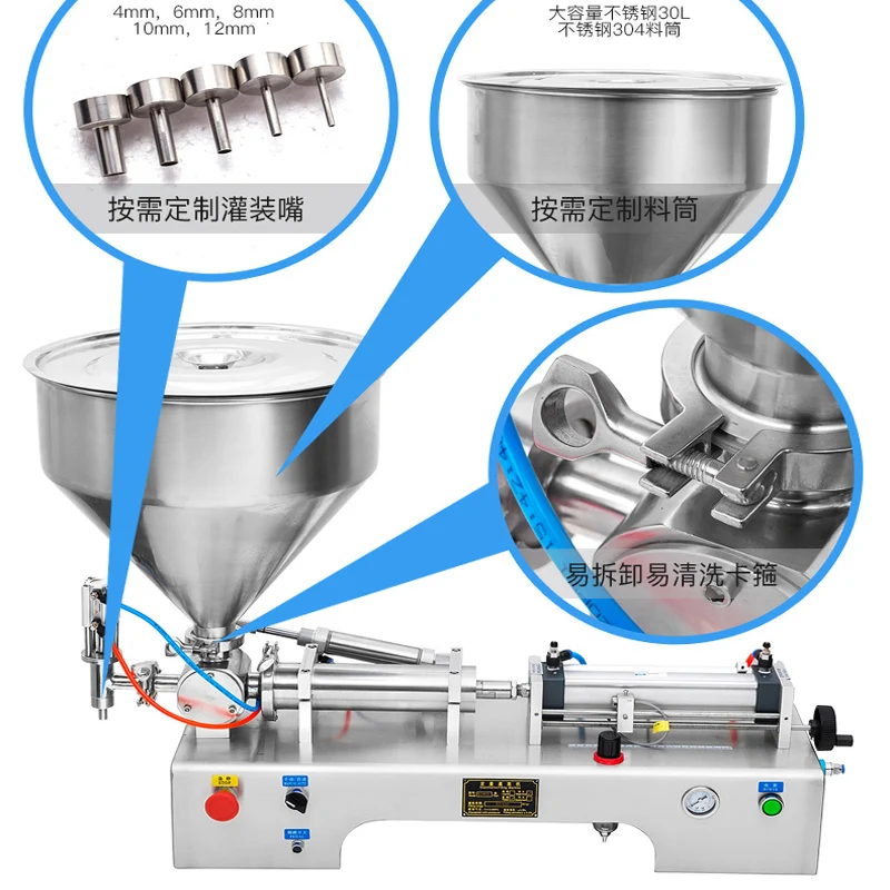 

10-1000ML Electric Pneumatic Single Head Paste Filling Machine Bee Toothpaste Sauce Skin Care Product Filling Machine