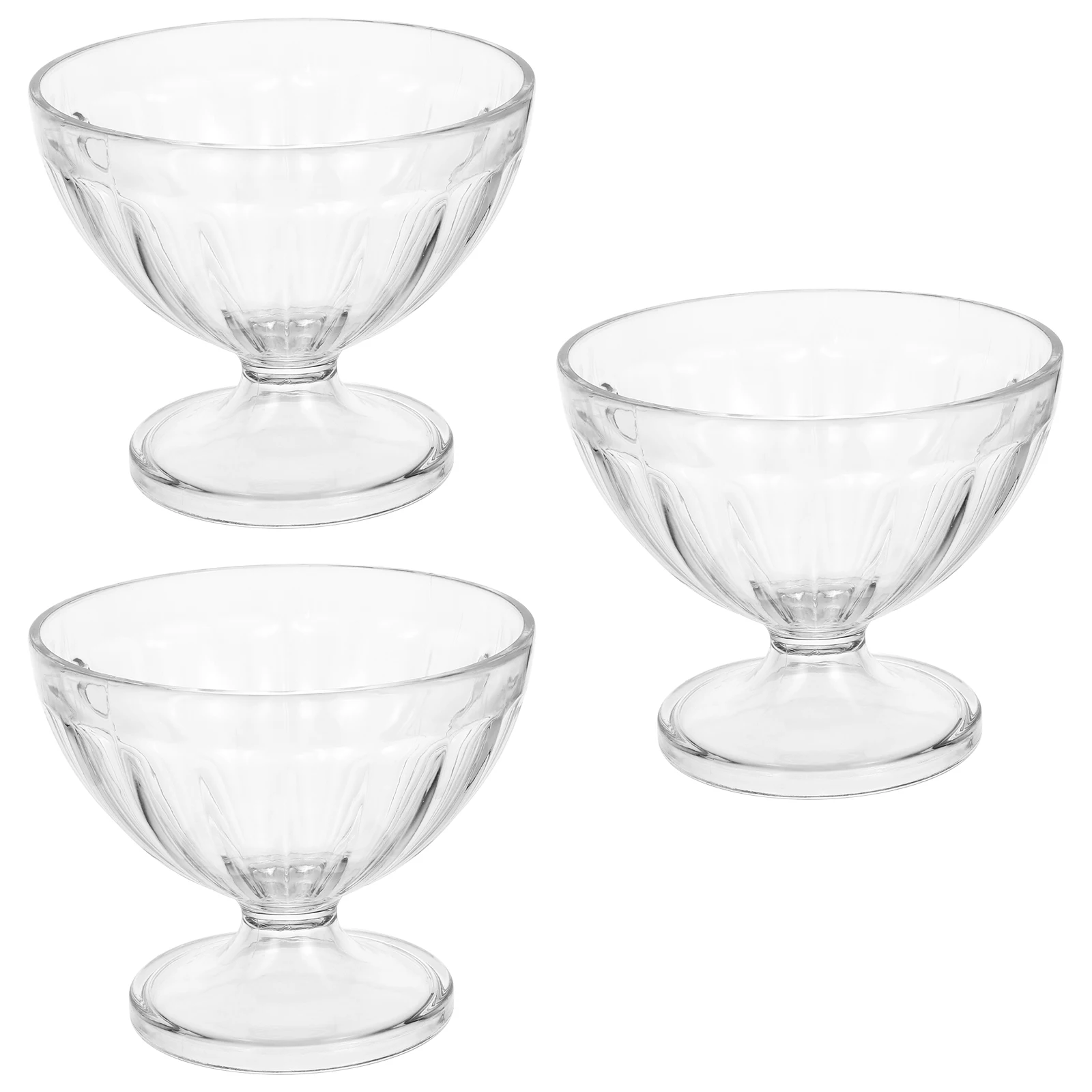 

3pcs Dessert Bowl Cup Salad Bowls Transparent PC Dessert Snack Fruit Kitchen Hot Cold Food Snack Bowl Beverage