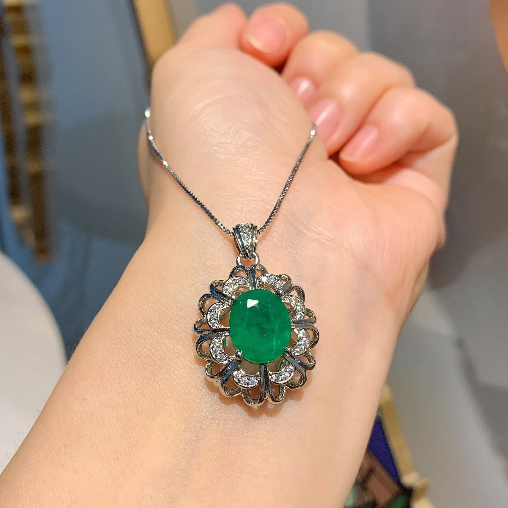 Charms Emerald Crystal Stone Necklace Adjustable Ring Earring Flower Fine Jewelry Vintage Women Prom Party Dresses Accessories