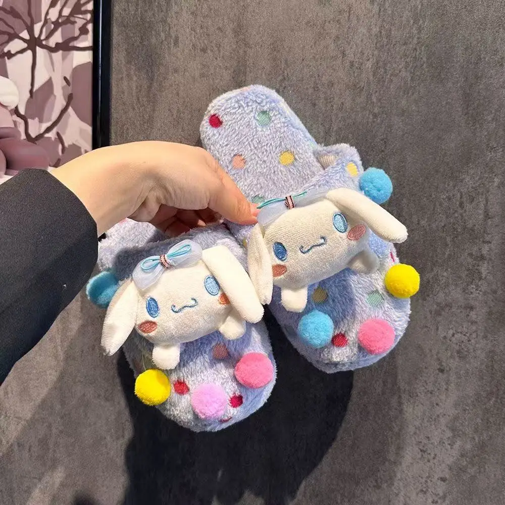 

real photo 2025 autumn winter new Couple Home Female Cute Cinnamoroll Kuromi Melody Indoor fashion women man cutton Slippers
