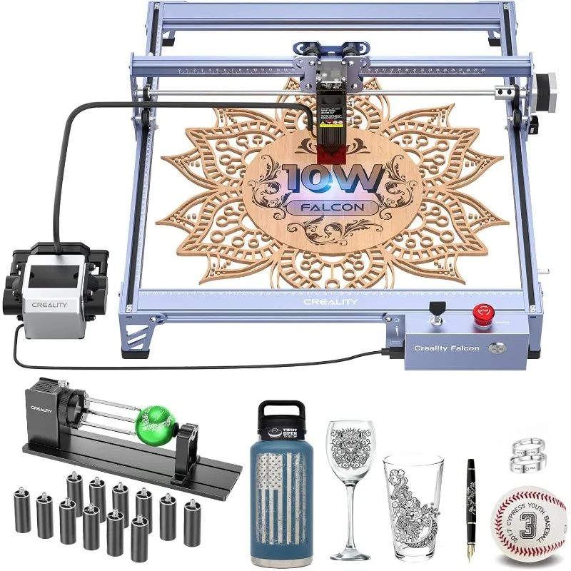 10w Laser Engraver with Air Assist, Laser Engraving Machine with Rotary Roller, High Precision Laser Cutter and Engraver