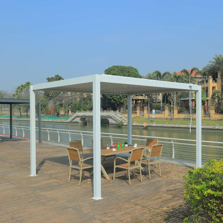 Modern Outdoor Waterproof Bioclimatic Aluminum Pergola for Hotels Courtyards Warehouses Parks & More-Customizable Sizes & Colors