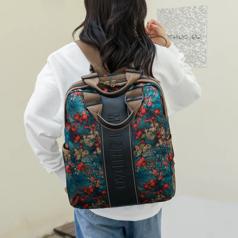 Chinese Style Backpack 2024 Fashion Spinning Backpack Hot Selling Items Nylon Cloth Handbag Summer Fashion Shoulder Bag