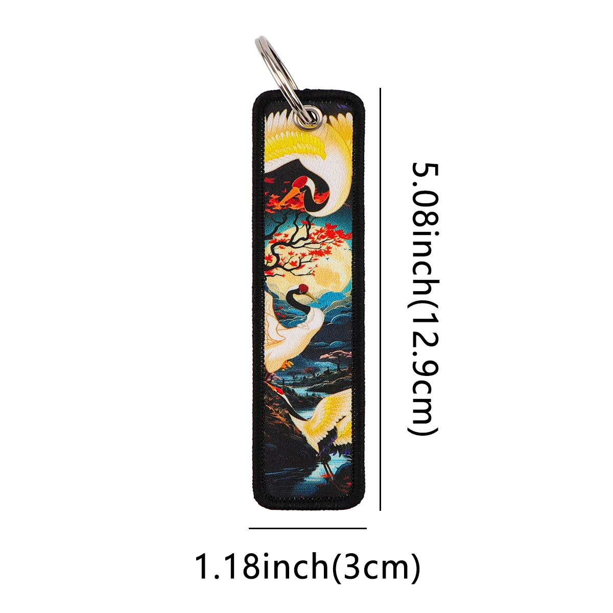 Art Painting Crane Tiger Keychain for Motorcycles Printing Key Fobs Holder Key Ring Women Men Key Tags Jet Tag Accessories Gifts