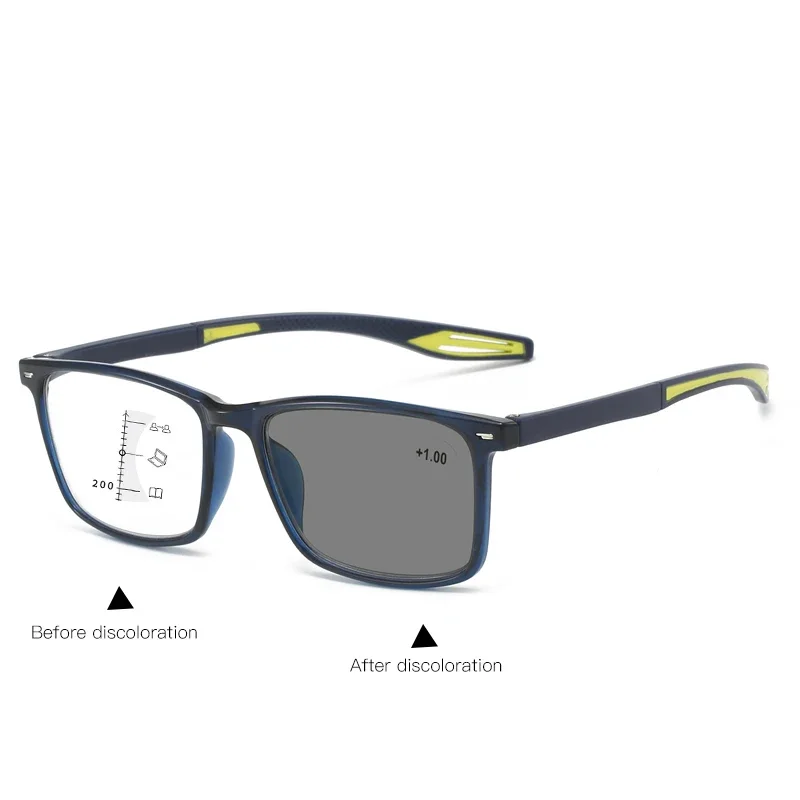 Sports Progressive Reading Glasses Anti Blue Light Multifocal Photochromic Women Retro Presbyopia Eyeglasses Outdoor Sunglasses