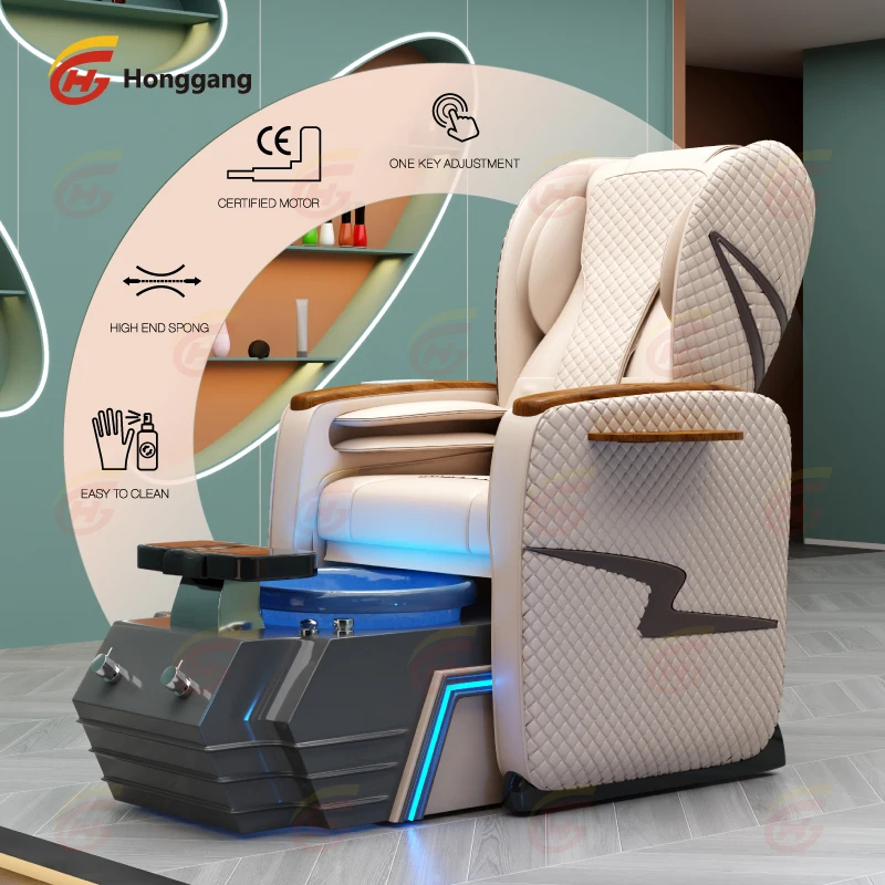 2024 honggang wholesale luxury spa nail foot massage electric pedicure chairs with pump drain for sale