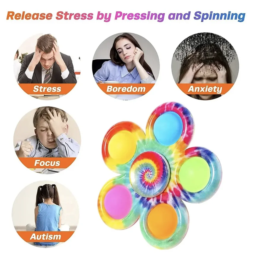 Zabawny Tie Dye Prosty Fidget Spinner Palcowy Spinner Bubble Antystresowy na ADHD, Lęk, Stres, Sensoryczny Upominek na Przyjęcia dla Dzieci