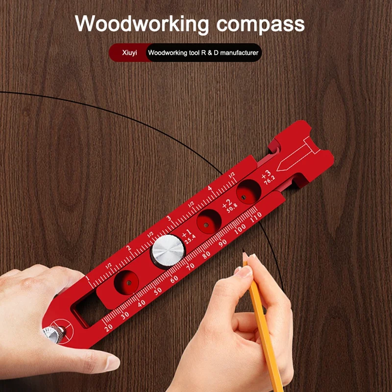 Woodworking Fixed-Point Circle Scriber Metric/British Adjustable Round Marking Gauge Aluminum Alloy Glass Breaker Retail