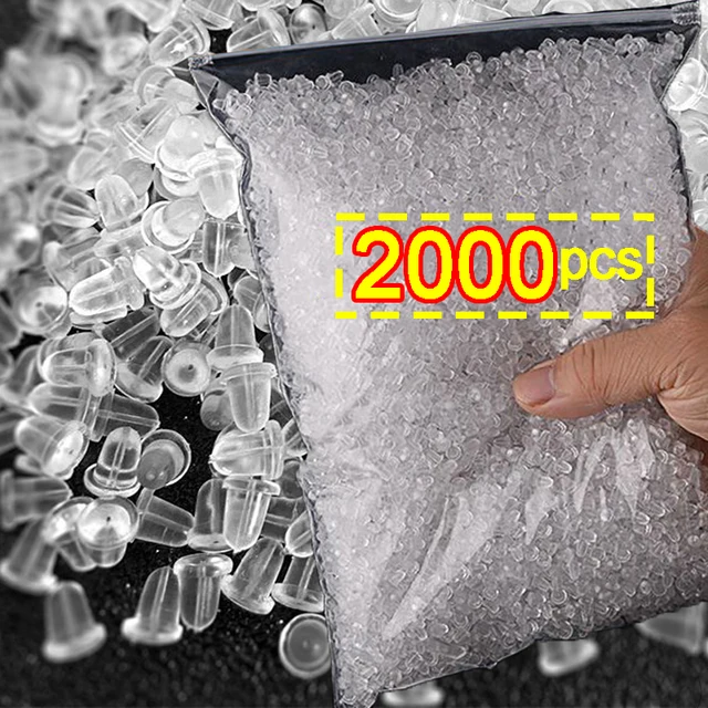 2000 sztuk przezroczyste gumowe zapięcie do kolczyków nakrętka do uszu zatyczki do kolczyków plecy DIY silikonowe kolczyki do uszu ustalenia części biżuterii Making