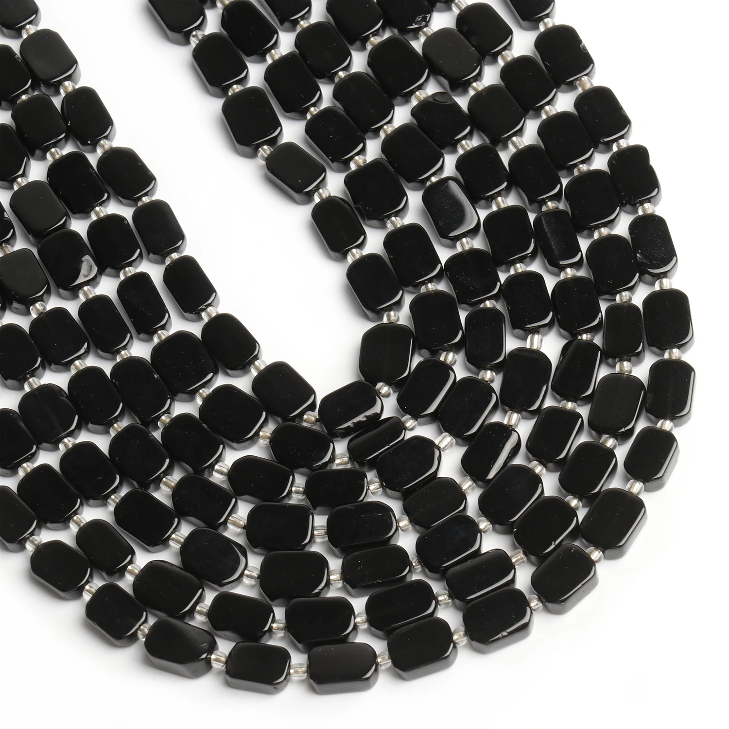 8x12mm Rectangle Shape Beads Natural Black Obsidian Stone Beads for Jewelry Making Diy Bracelet Necklace Beading Accessories