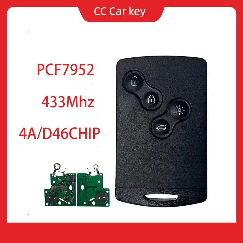

Для Renault Megane3 Fluence Scenic Laguna 3 Koleos Clio PCF7952 Замена 4 кнопки смарт-карты дистанционный ключ 433 МГц