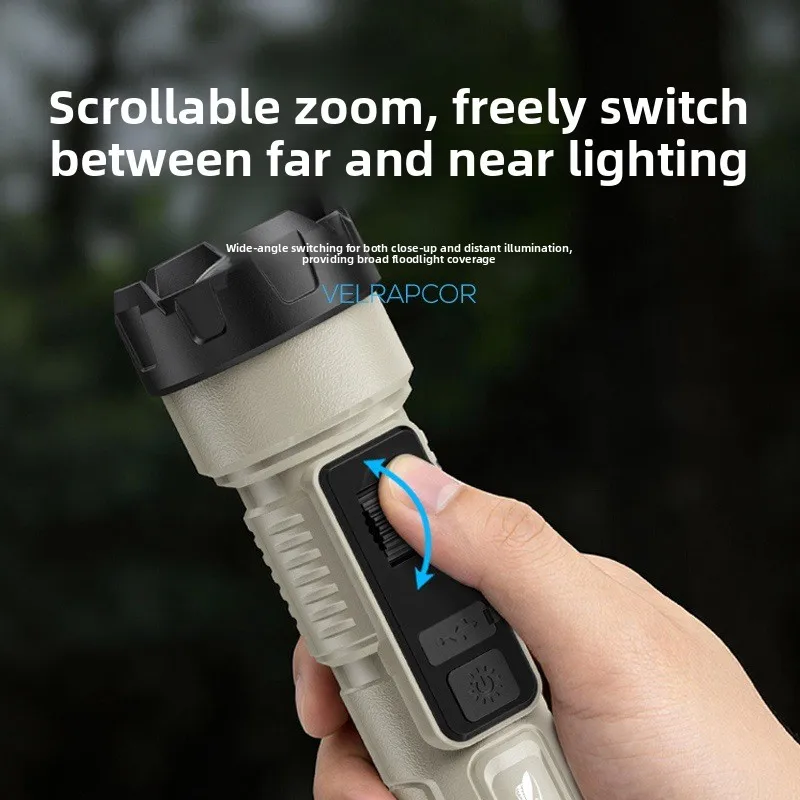 Portable Outdoor Climbing Super Strong Light Flashlight with ABS Lightweight Body and Digital Zoom Display for Long Distance