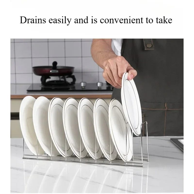 Kitchen Pot Lid, Bowl and Dish Sorting Rack, Stainless Steel Utensil Drain Rack, Household Space Saving Storage Rack