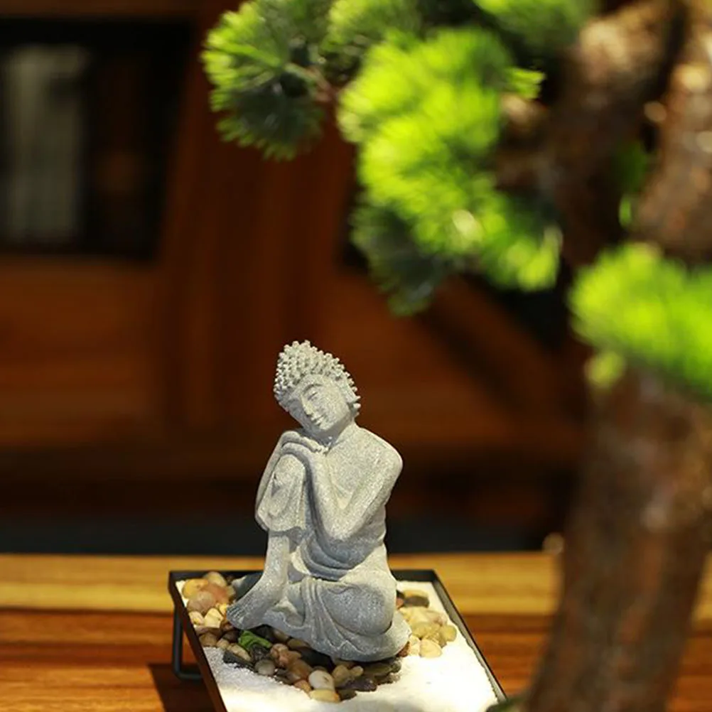 

1Pcs Sandstone Buddha Statue Zen Sculpture Meditation Ornament Indoor Outdoor Decor Feng Shui Symbol Peace Relief