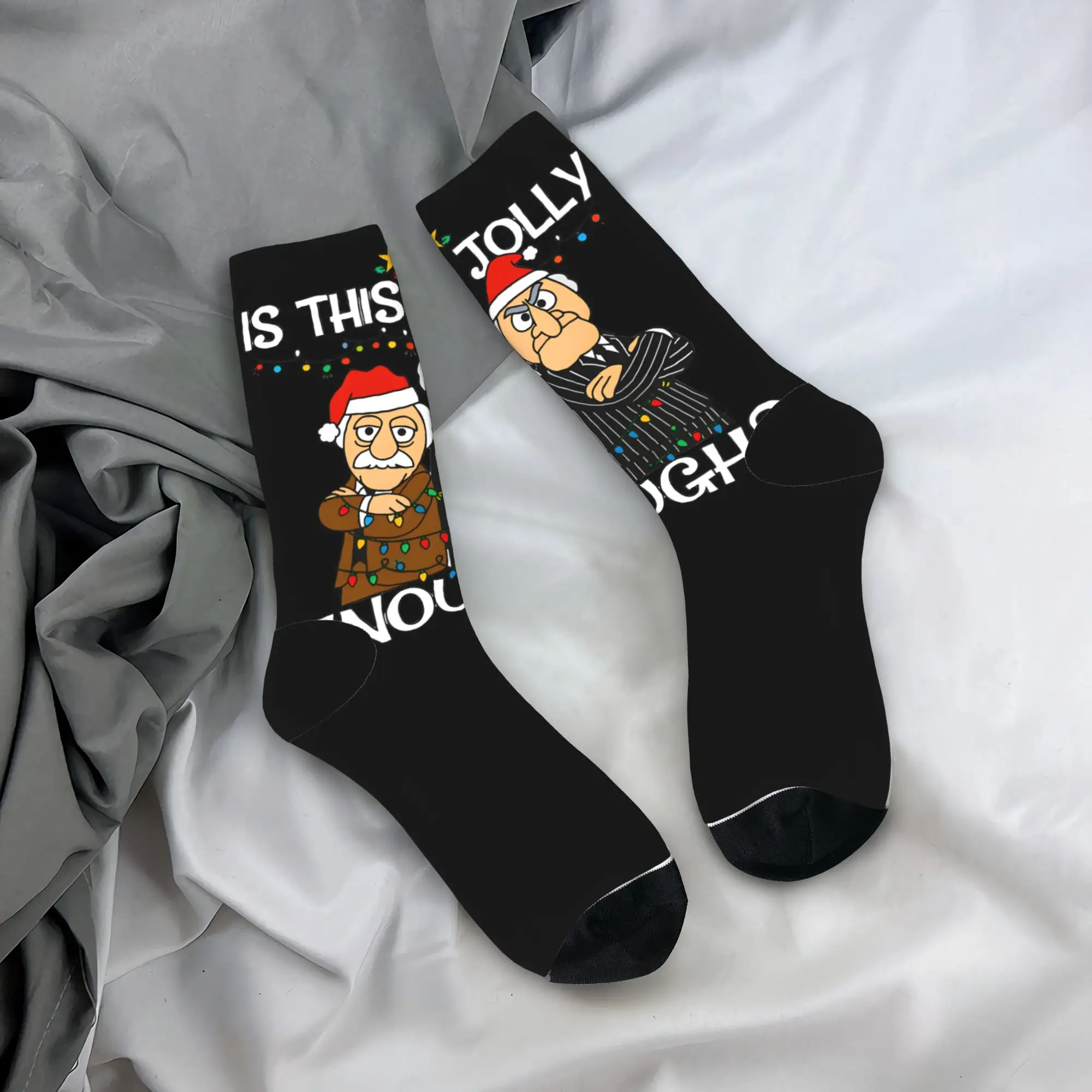 Statler and Waldorf Socks Is This Jolly Enough  Printed Stockings Non Slip Men's Socks High Quality Autumn Running Sports Socks