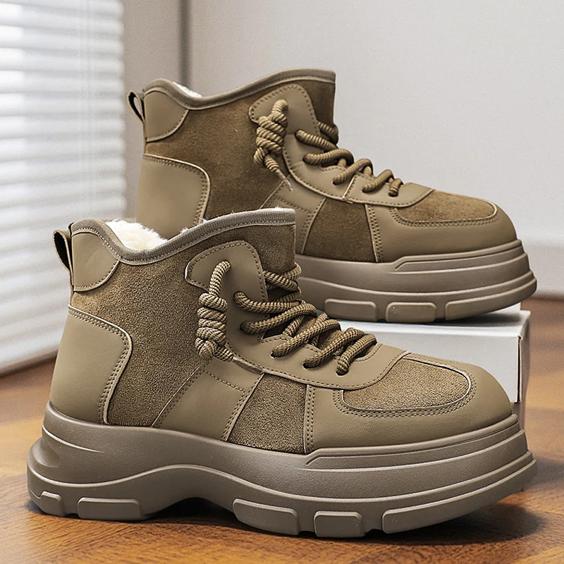 

Outdoor Anti Slip Breathable Sneakers Male Ankle Boots Autumn New Men Casual Shoes Thick Sole Comfortable Flat High Top Footwear