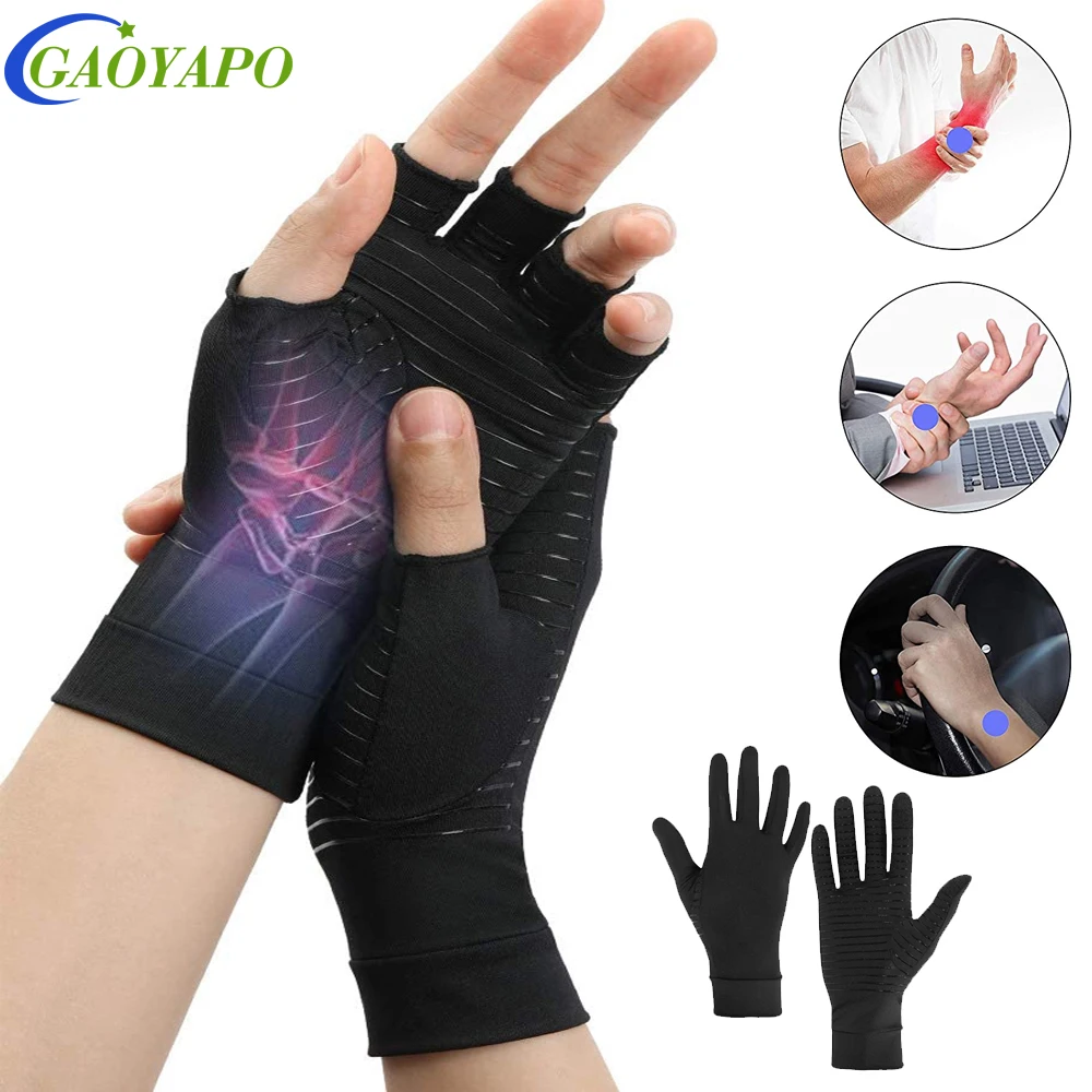 1Pair Fingerless Gloves Carpal Tunnel Wrist For Women Men -  Arthritis Compression Gloves for Wrist Support,Tendonitis,Swelling