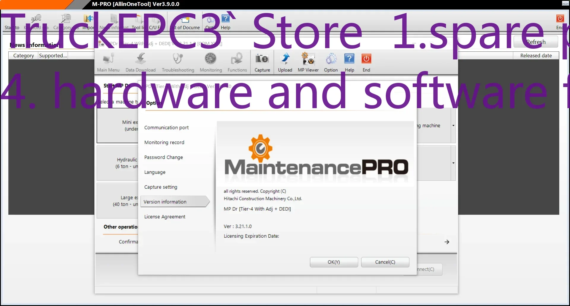 

TruckEPC3 HITACHI M-PRO AllinOneTool v4.0 [MPDr 4.1+Security+Tier-4 With Adj+DEDI] Never Expire