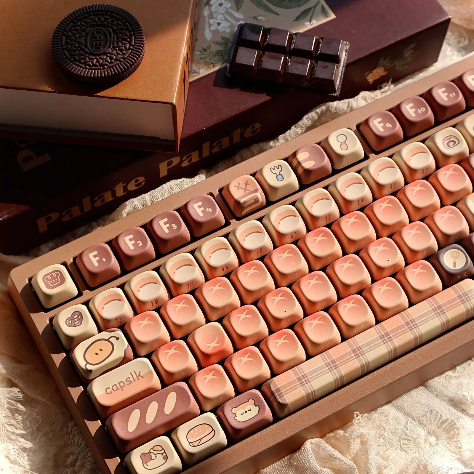Delicious keycaps original opaque side engraved moa keycaps mechanical keyboard PBT full five sides hot sublimation cute