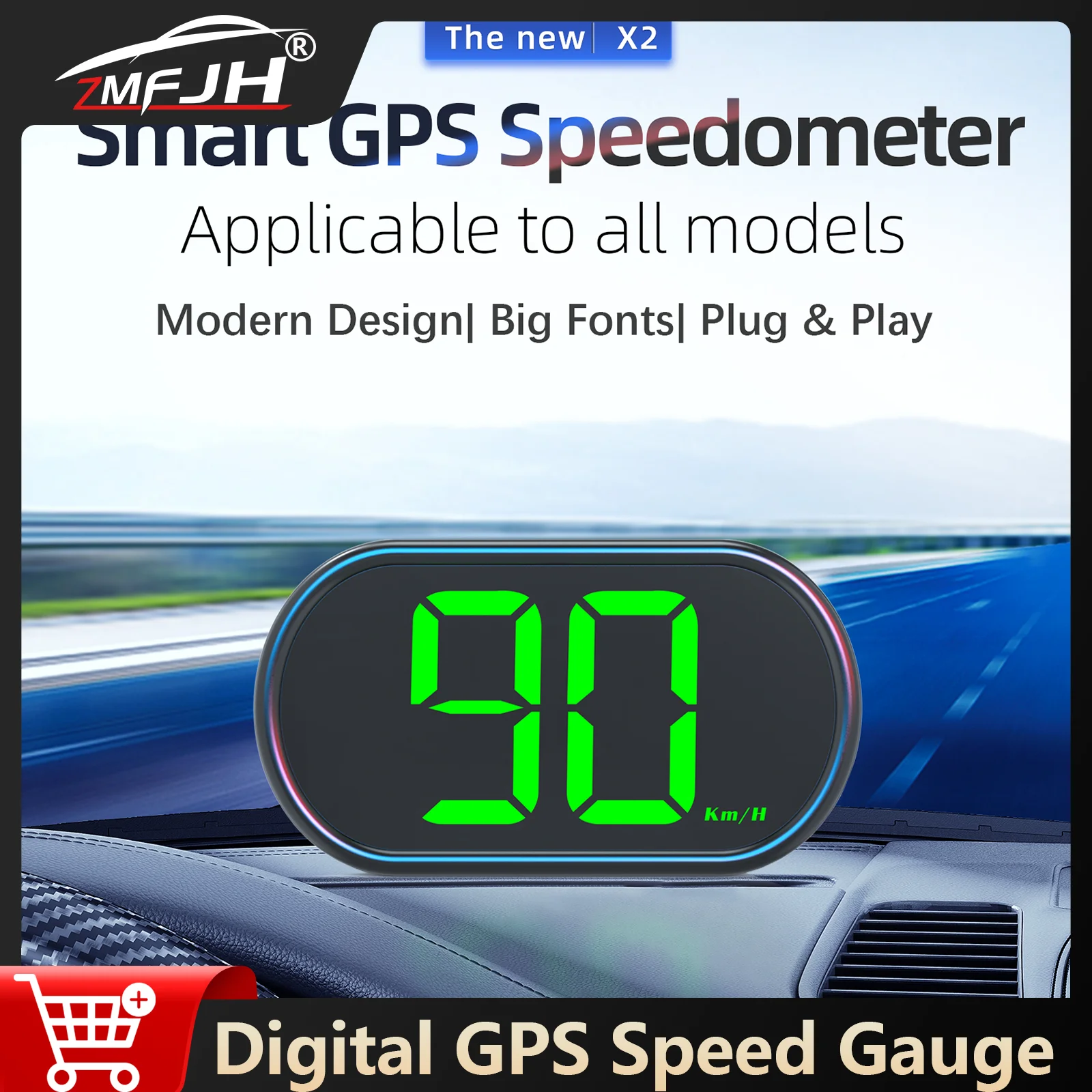 

Car GPS Speed Head Up Display Digital Speedometer X1/X2/X3 KMH Speed Meter With Green/White Backlight For All Cars LCD Gauge