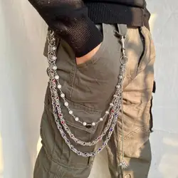 Handmade Luxury Version of Jeans and Trouser Chain, Three-Layer Bead Design, Fashionable and Stylish Punk Style Body Accessories