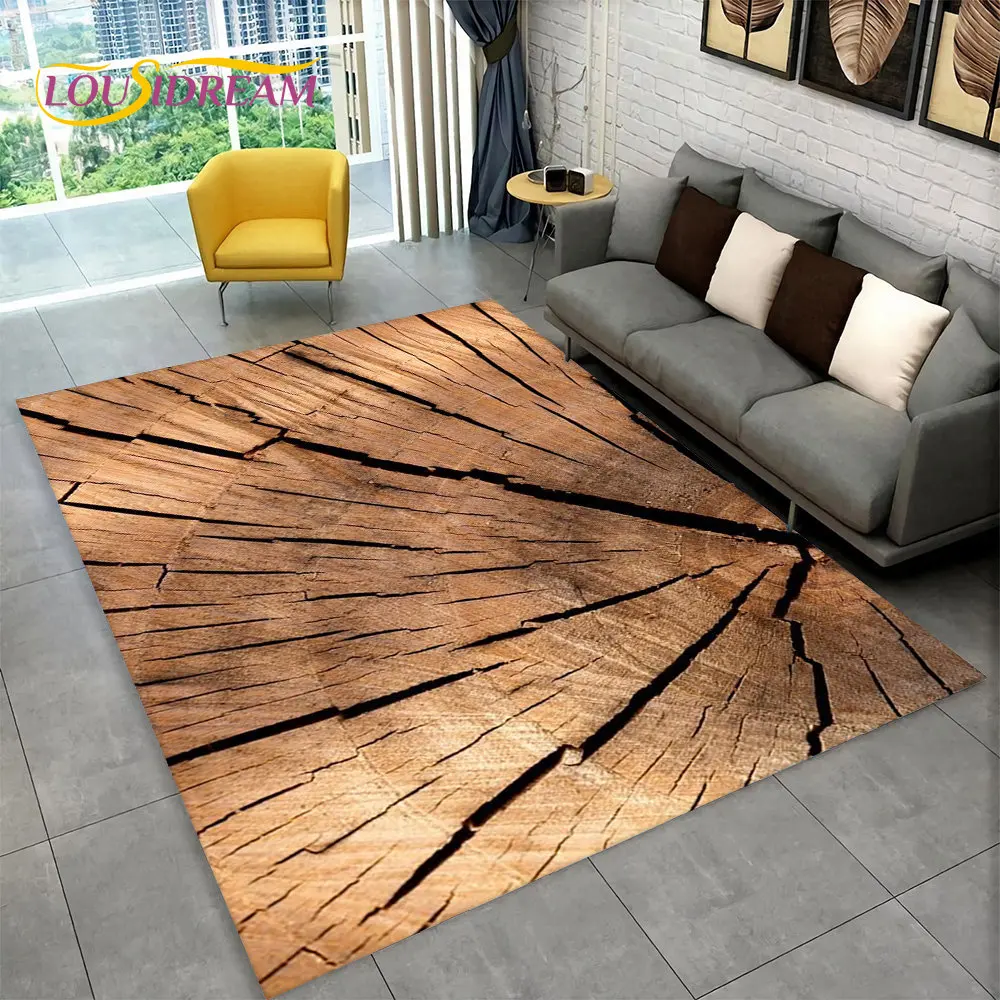 Alfombra de área Retro de grano de madera 3D grande, alfombra para el hogar, sala de estar, dormitorio de niños, decoración de sofá, Alfombra de