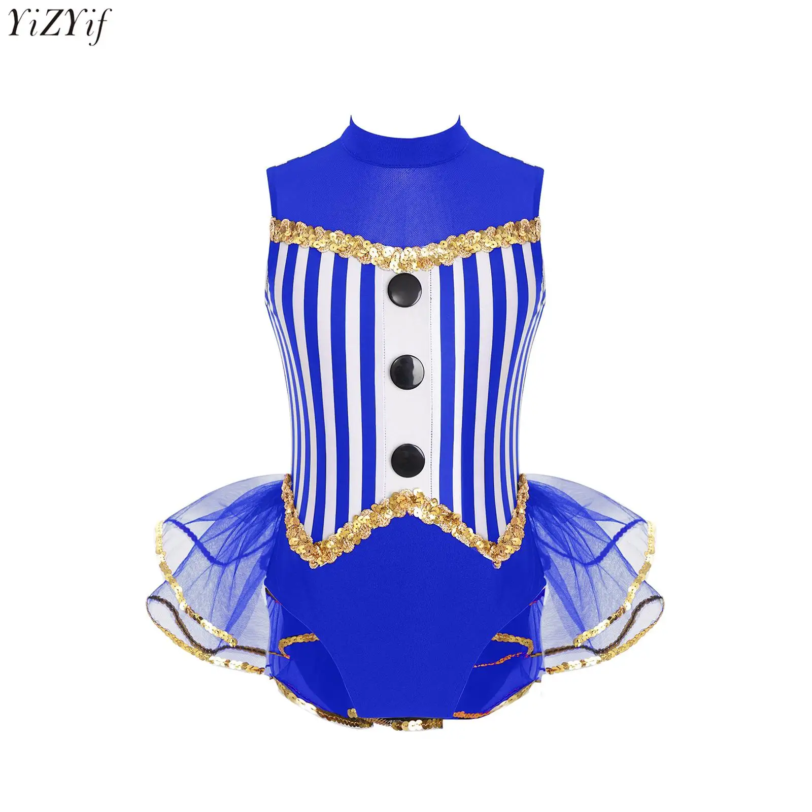 

Kids Girls Ballet Tutu Dress Shiny Sequins Striped Latin Jazz Dance Leotard Tulle Skirted Bodysuit Halloween Dress up Costume