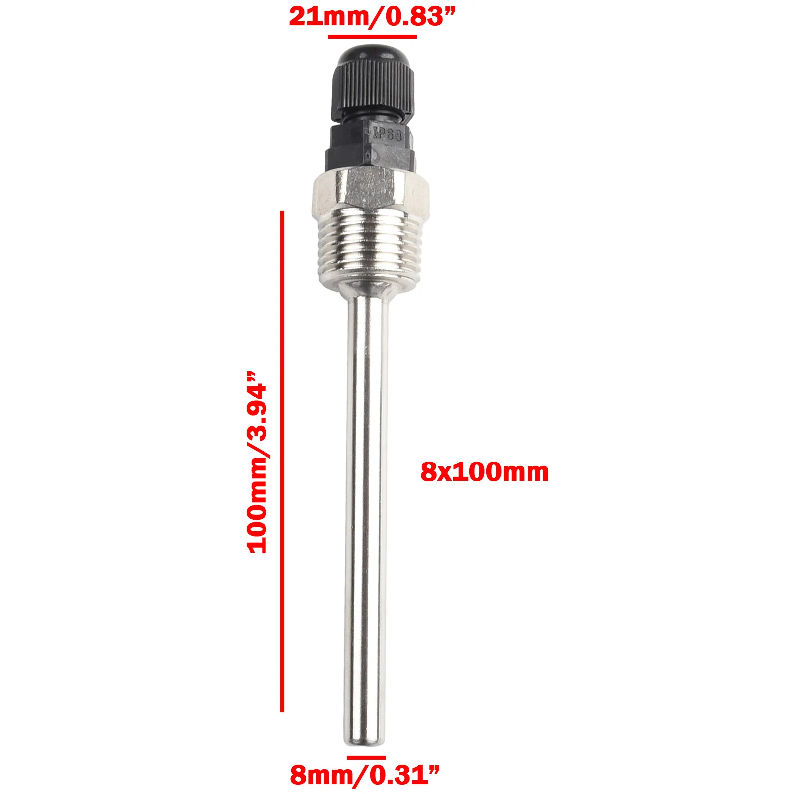 30-200 มม.Thermowell 304 สแตนเลส 1/2 G สําหรับเซ็นเซอร์อุณหภูมิ 80-100 องศาเซนติเกรด Thermowell ปกป้อง 2Mpa