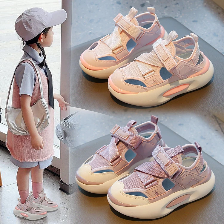 

Спортивные сандалии для девочек, летние новые стильные туфли без шнуровки с волшебной лентой для учащихся начальной и средней школы, удобная универсальная обувь