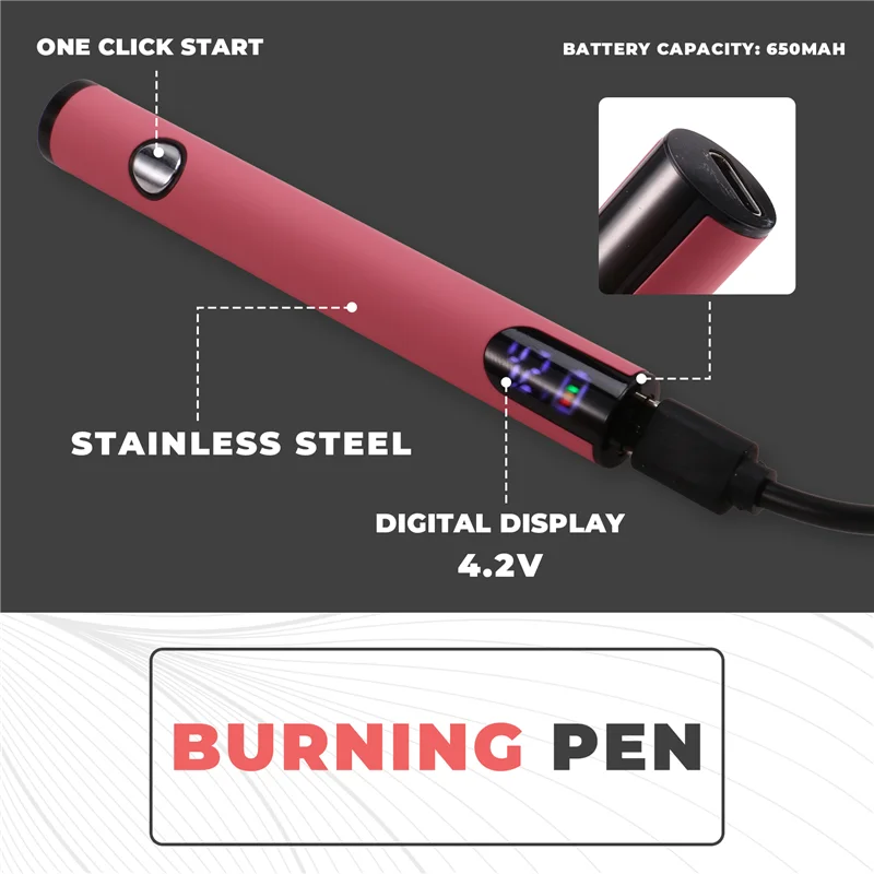 ABZZ-510 스레드 배터리 카트 펜 조절 가능한 온도가있는 헤드리스 전기 납땜 인두 미니 납땜 인두 키트 핑크