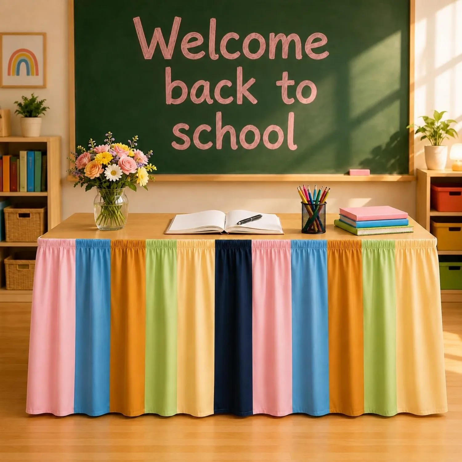Pencil table skirt cloth, stationery teacher table skirt, suitable for classroom |, homecoming office