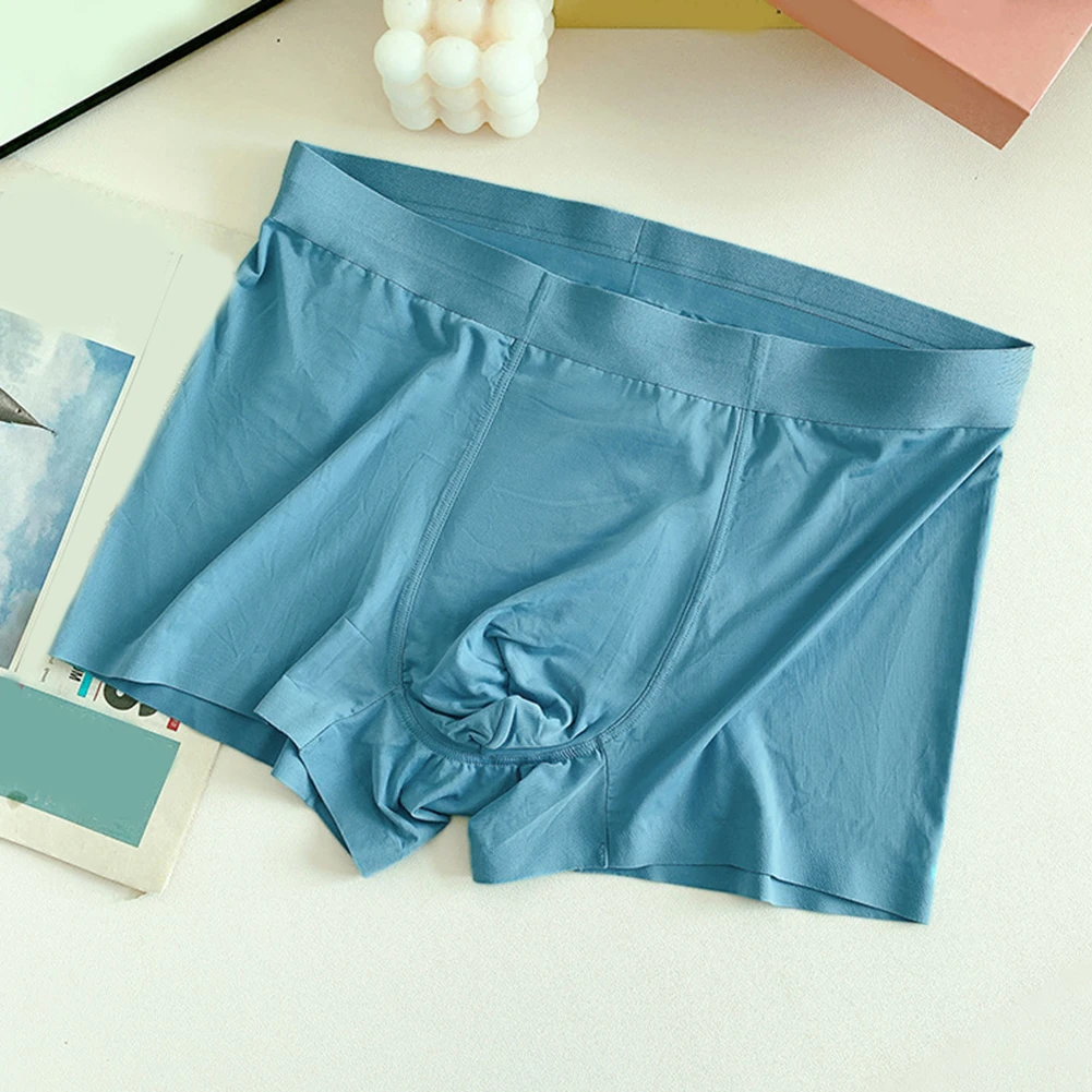 Mens Soft U Convex Pouch Panties Summer Thin Breathable Brief Ice Silk Shorts Trunks Middle Waist Seamless Underwear