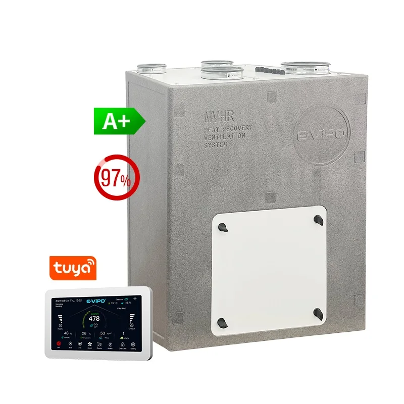 

E-VIPO Air Ventilation System Heat Recovery Exchanger Wall-mounted ERV Energy Recovery Ventilator Residential Air Recuperator