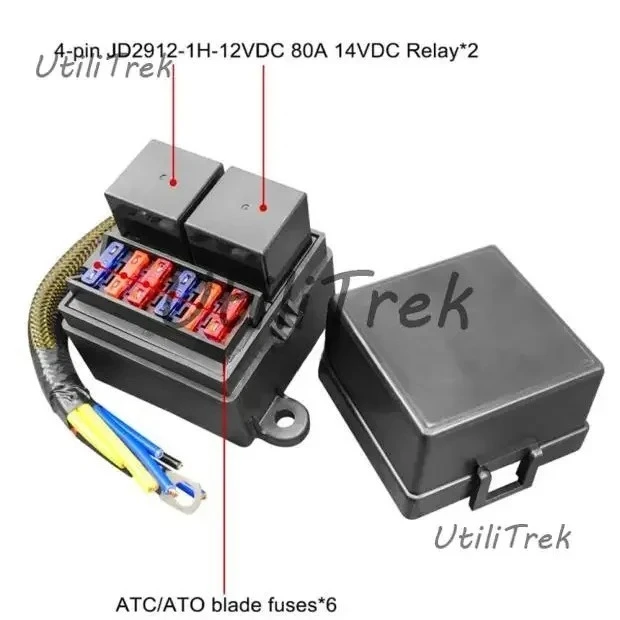 

Fuse and Relay Box 6 Fuse Slots Pre Wired Supplies 80A Relays 12V 4 Pin 2 Relay Slots for Automotive RV Trailer Marine Car