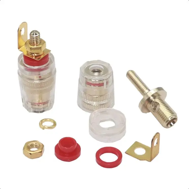 【4-2PCS】Speaker Terminal Binding Post 4MM Banana Plug Socket Low Frequency Amplifier Connector for Loudspeakers