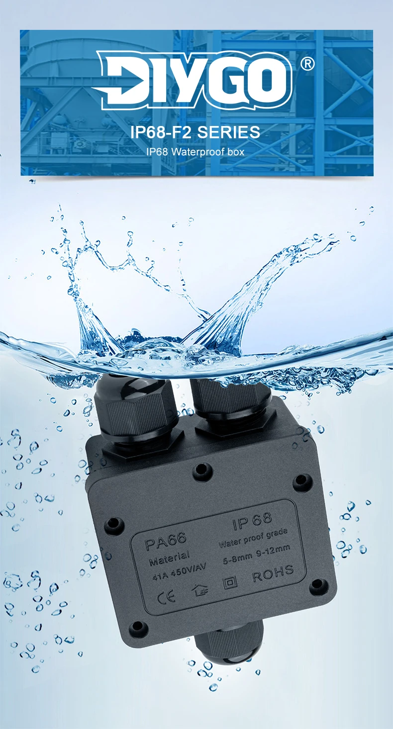 Mini-Anschlussdose für den Außenbereich, universelle IP68-wasserdichte Box, versiegeltes, feuerhemmendes Nylon-Außengehäuse mit elektrischem Anschlussklemmenanschluss – Detail 1