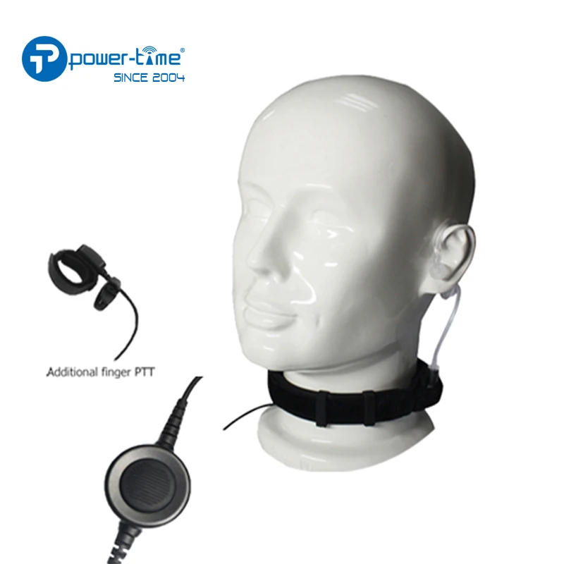 Dual PTT garganta microfone auricular com tubo acústico