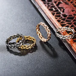 Vintage Stainless Steel Braided Celtics Knot Rings Men Women Fashion Couple Simple Silver Color/Gold Ring Jewelry Gift Wholesale
