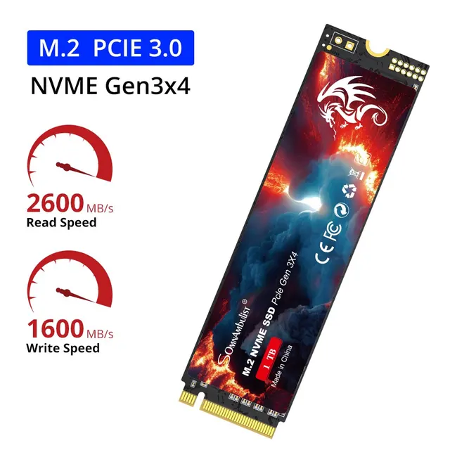 SomnAmbulist SSD M2 NVME 128GB 256GB 512GB 1TB SSD M.2 2280 PCIe 3.0 Wewnętrzny dysk półprzewodnikowy do laptopa Konsola do gier stacjonarnych